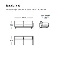 "Modern 2.5-seat sofa in a minimalist design with sleek lines and neutral color palette."