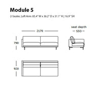 "Modern 2-seater sofa design in solid color with clean lines and minimalist style."