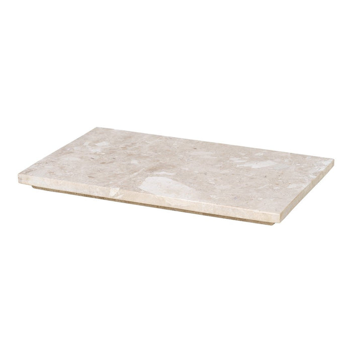 Light beige marble slab with subtle cream veining and a smooth surface. Ideal for countertops or decorative accents.