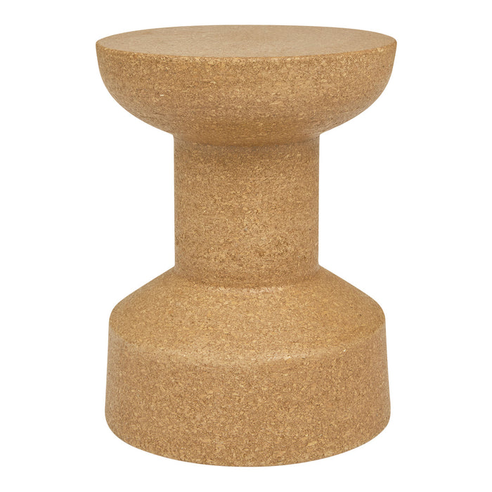 Natural cork accent table in warm beige tones with a smooth, subtle texture and modern geometric design.