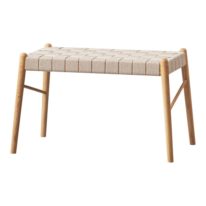 Light beige woven seat with a natural wood frame and simple, modern design. Ideal for minimalist decor.