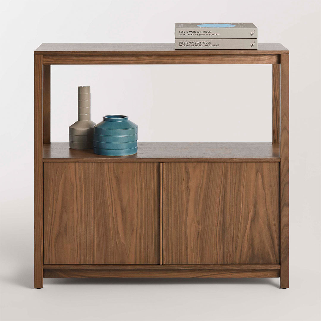 Open Plan Small Low Bookcase with Storage