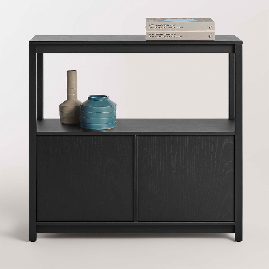 Open Plan Small Low Bookcase with Storage