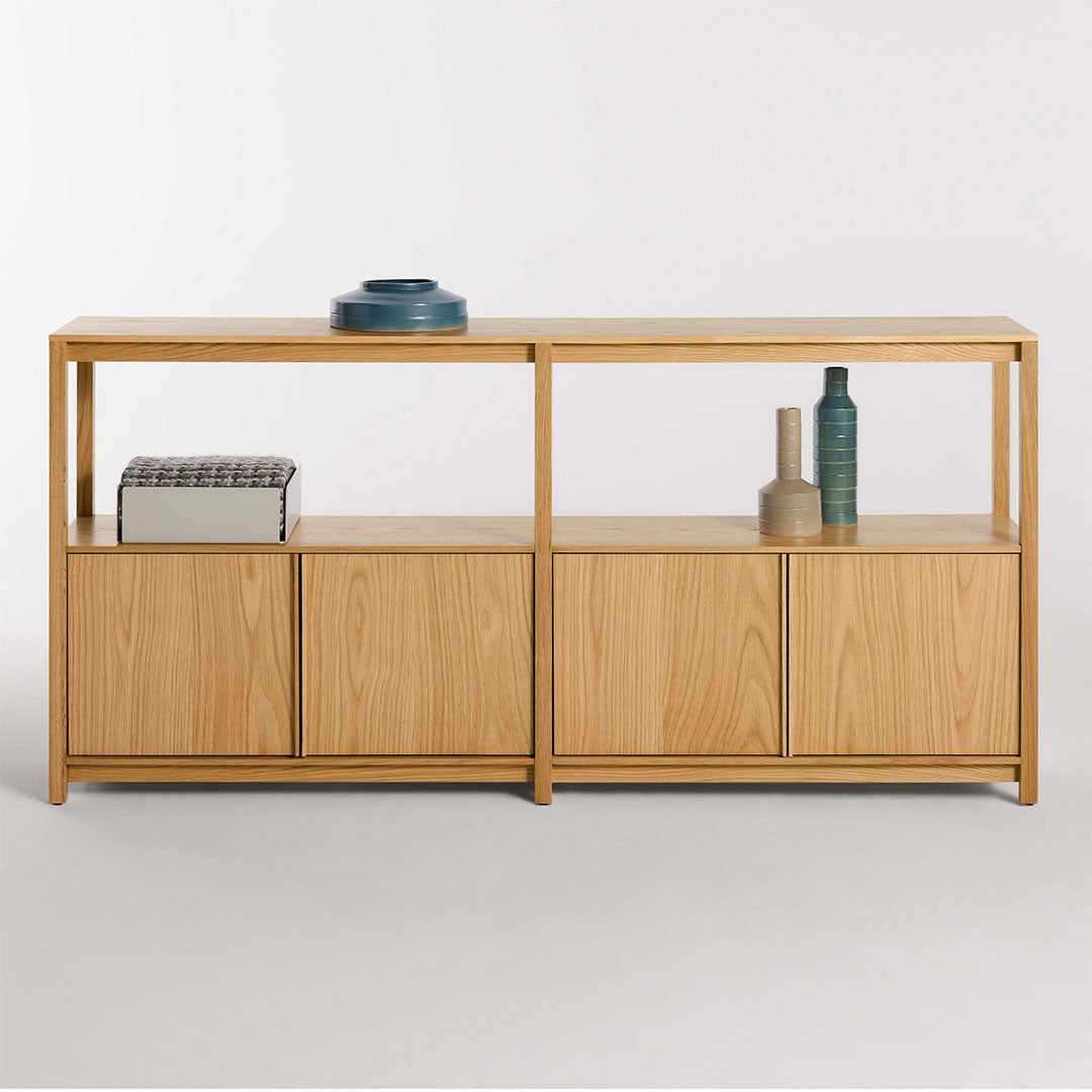 Open Plan Large Low Bookcase with Storage