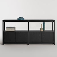 Open Plan Large Low Bookcase with Storage