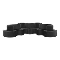 Black modular sofa with soft, rounded edges and a sleek, modern design perfect for contemporary spaces.