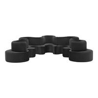 Stylish black modular sectional sofa with smooth, curved shapes and soft velvet texture. Perfect for modern decor.