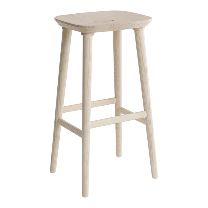 Light beige wooden bar stool with a smooth, minimalist design and no visible patterns. Perfect for modern decor.