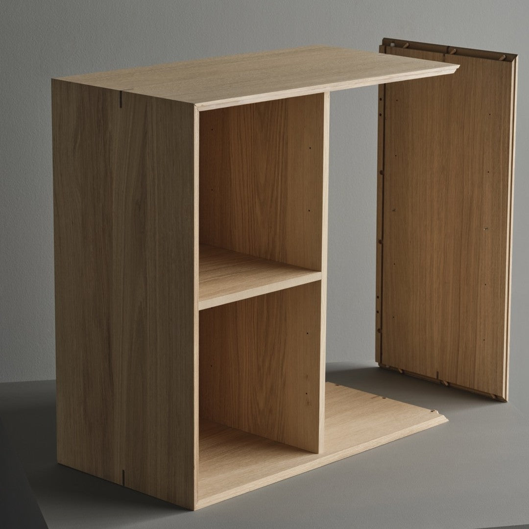 Natural wood finish with a sleek design, featuring light oak color and smooth surfaces. Modern, minimalist style.