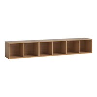 Light wood shelf with a smooth finish and five open compartments, showcasing a clean and minimalist design.
