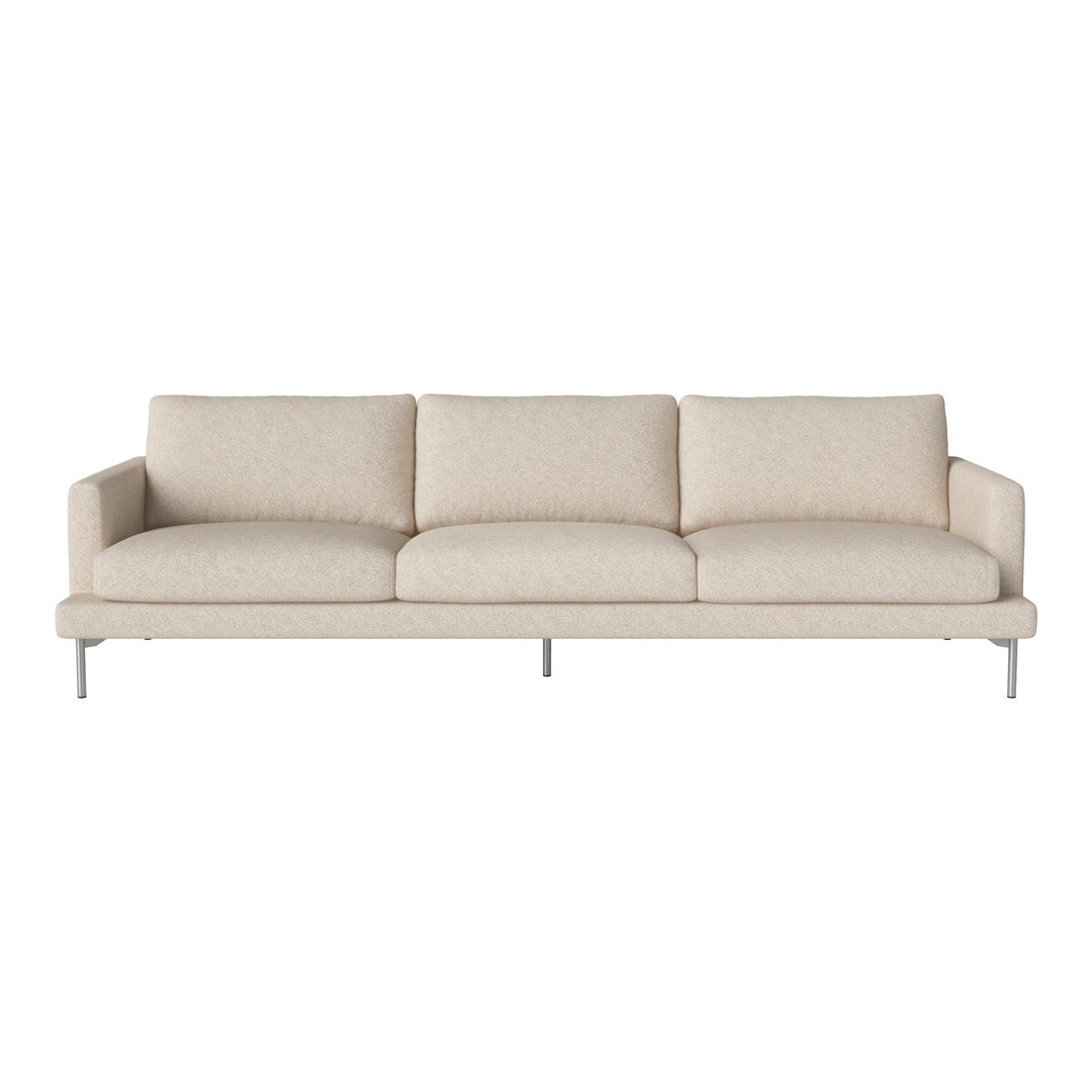 Light beige sofa with a smooth texture and simple, modern design. Perfect for minimalistic decor.