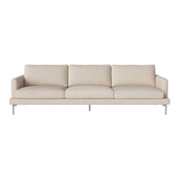 Light beige sofa with a smooth texture and simple, modern design. Perfect for minimalistic decor.