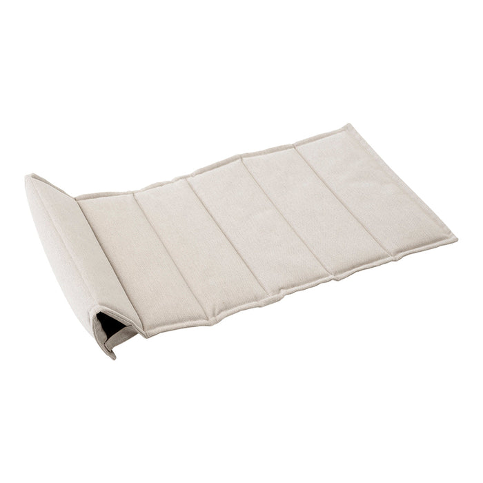 Light beige, padded mat with a simple, textured pattern, featuring multiple sections for enhanced comfort.
