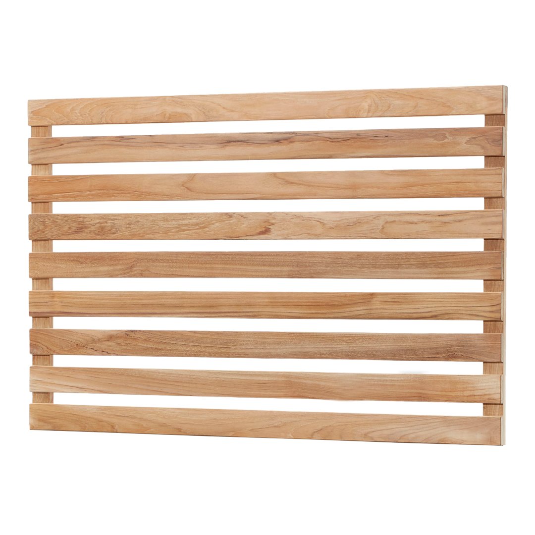 Light natural wood slatted panel with horizontal stripes, showcasing a warm, rustic finish perfect for home decor.