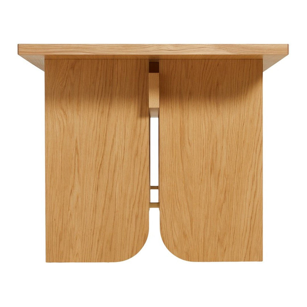Natural oak wood with a smooth finish, featuring clean lines and subtle grain patterns. Ideal for modern decor.