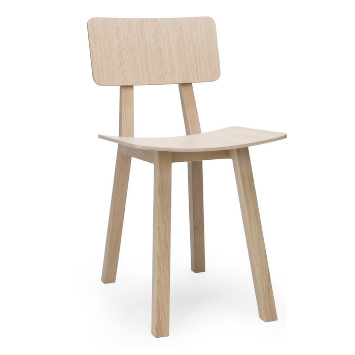 Light natural wood chair with a simple, minimalist design and smooth texture. Ideal for modern decor.