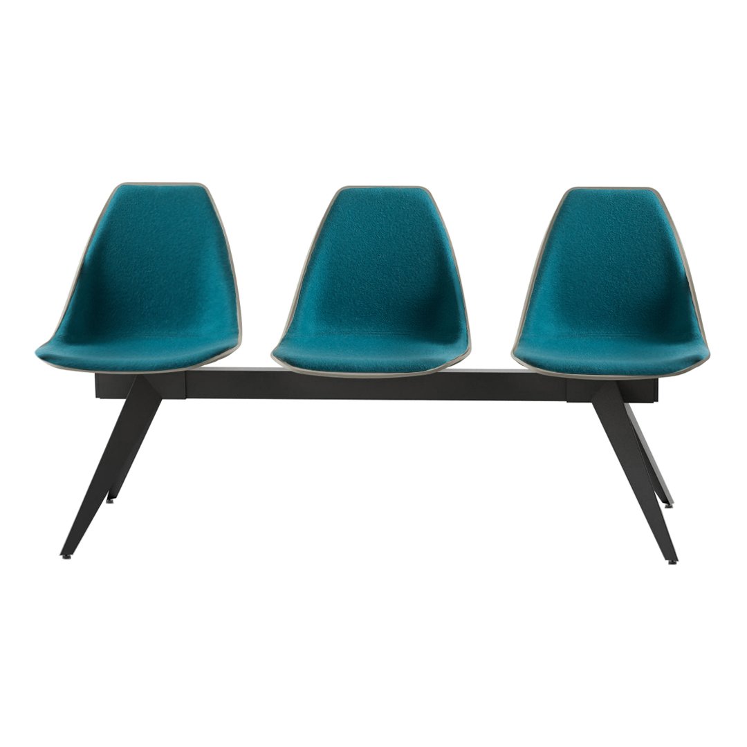 X Beam 3-Seater Bench - Front Upholstered