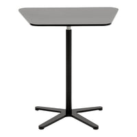Black and gray modern table with a sleek, minimalist design and a smooth, angular tabletop.