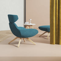 X Pouf - Wood Base - Upholstered