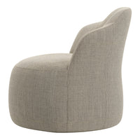 Textured light gray fabric armchair with a modern, curved design, perfect for contemporary interiors.