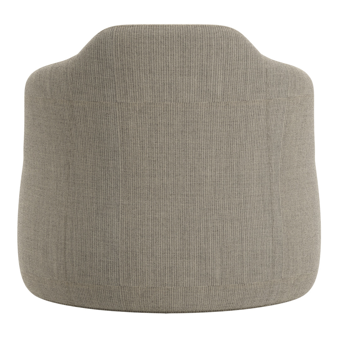 Soft gray upholstered chair with subtle textured pattern, ideal for modern decor. Perfect for added comfort and style.