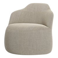Beige ribbed accent chair with a smooth, minimalist design for modern interiors. Perfect for stylish home decor.
