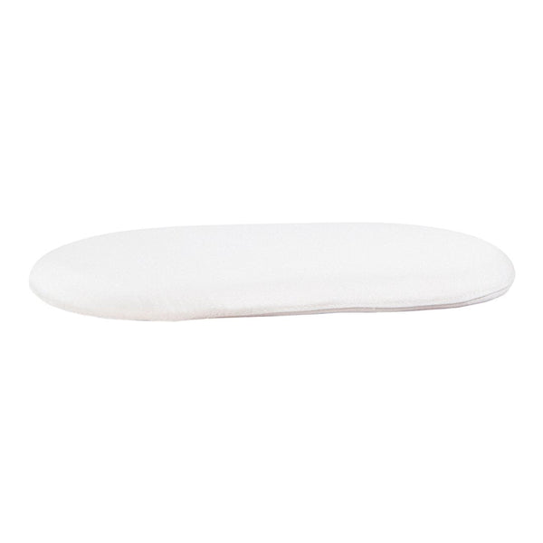 Soft white cushion with a smooth, rounded shape, perfect for a minimalist home decor style.