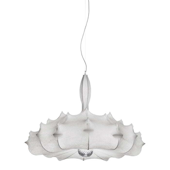 Elegant white pendant lamp featuring a unique leaf-like design and delicate patterns. Perfect for modern decor.