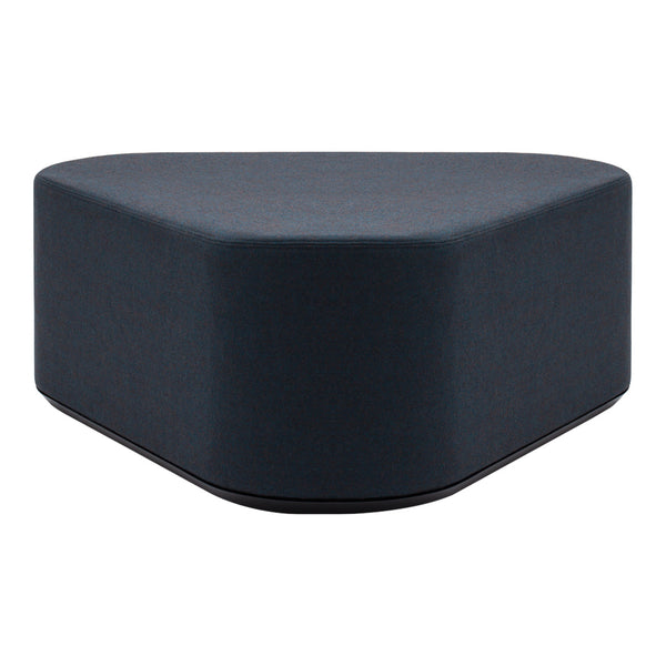 Dark gray triangular ottoman with a smooth, solid surface and modern design.