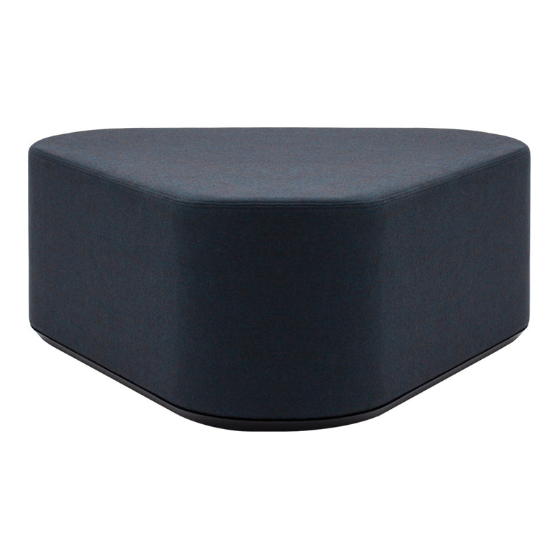 Dark gray triangular ottoman with a smooth, solid surface and modern design.