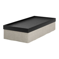 Black rectangular top with a textured grayish-beige base, creating a modern, neutral contrast in design.
