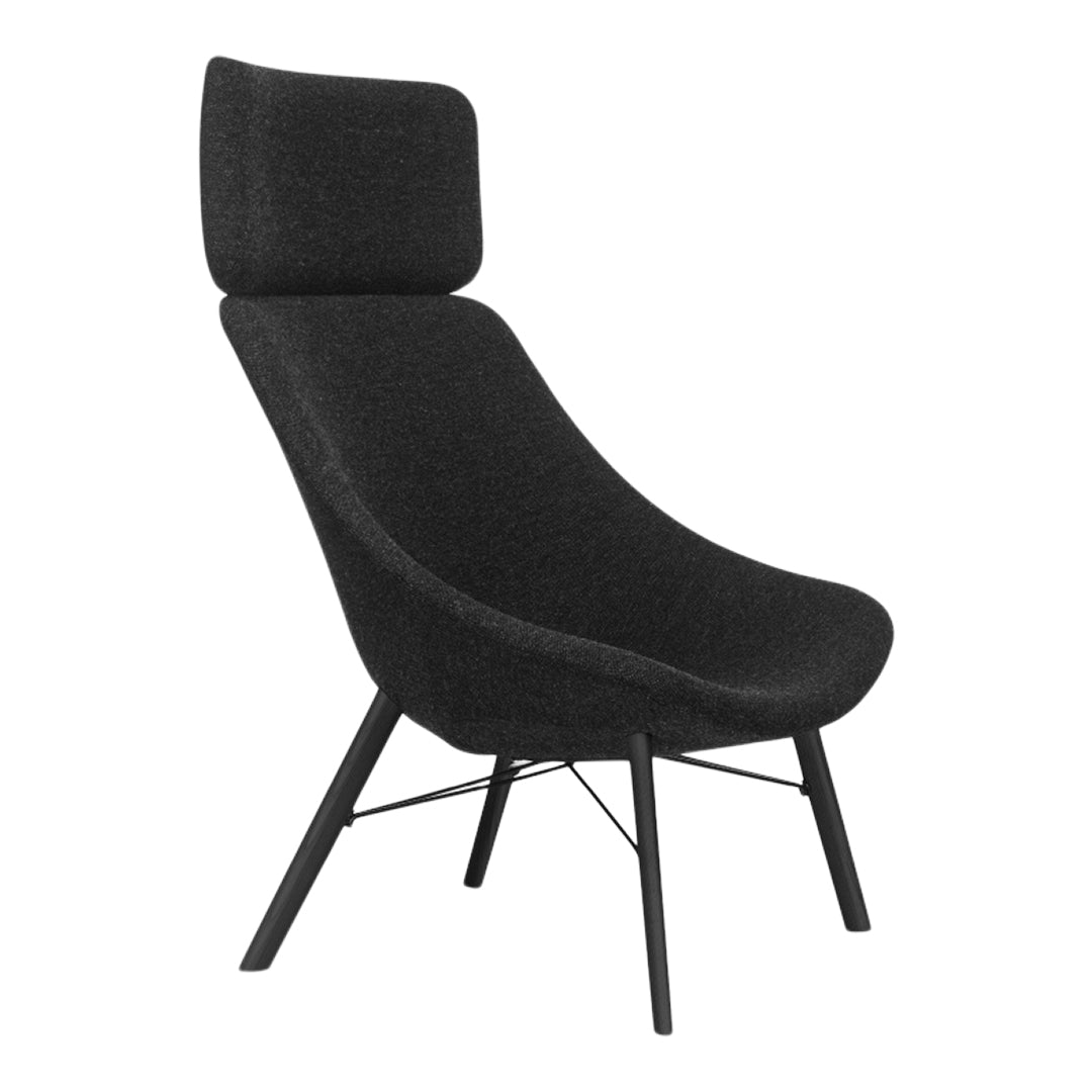 Auki Lounge Chair w/ Headrest - Wooden Base