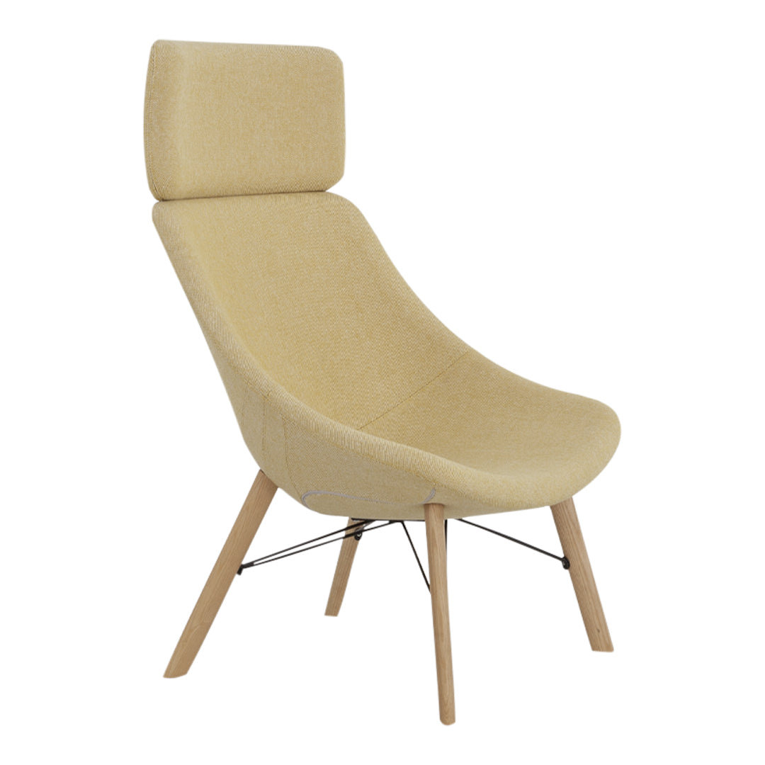 Auki Lounge Chair w/ Headrest - Wooden Base