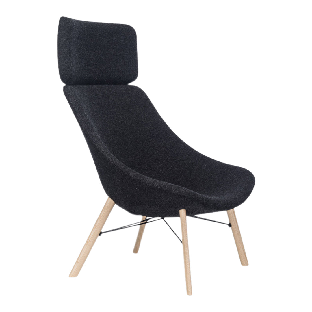 Auki Lounge Chair w/ Headrest - Wooden Base