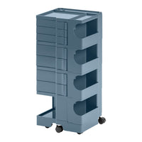 Light blue storage cart with five drawers and a smooth, minimalistic design, ideal for organizing spaces.