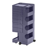 Purple storage cart with five drawers and a sleek design, perfect for organizing any space.