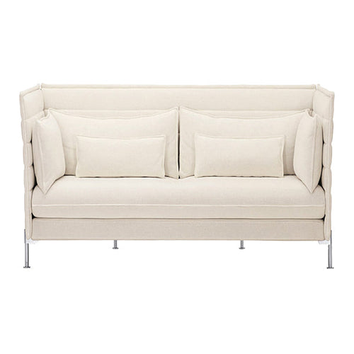 Cream-colored modern sofa with soft cushions and a sleek, minimal design. Ideal for contemporary interiors.