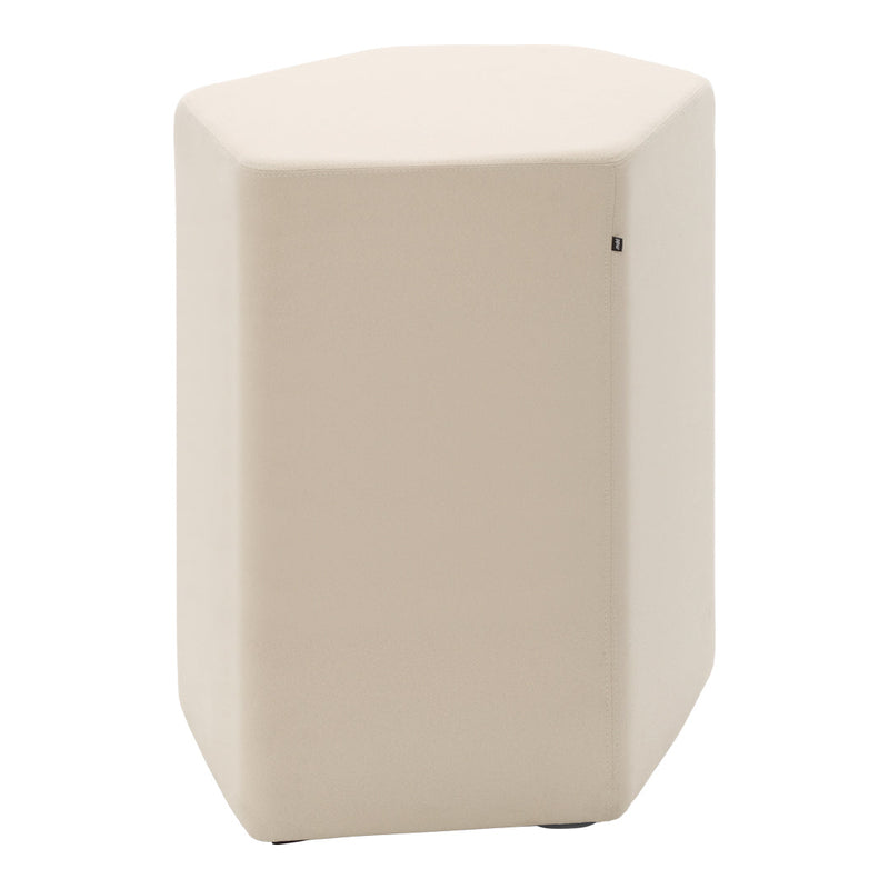 Beige hexagonal stool with a smooth, matte finish designed for modern decor.