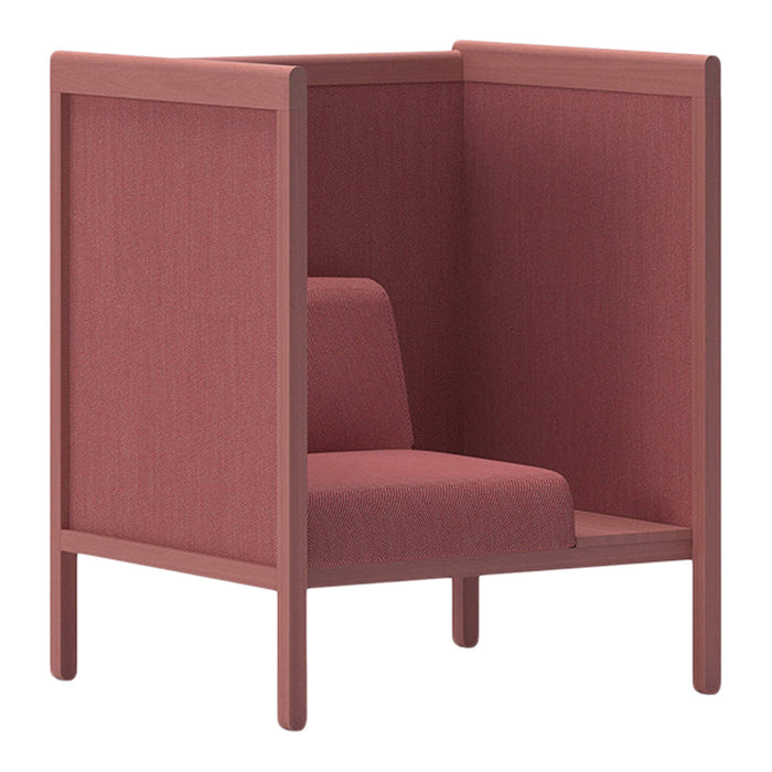 "Modern burgundy chair with textured upholstery and sleek wooden frame, perfect for stylish interiors."