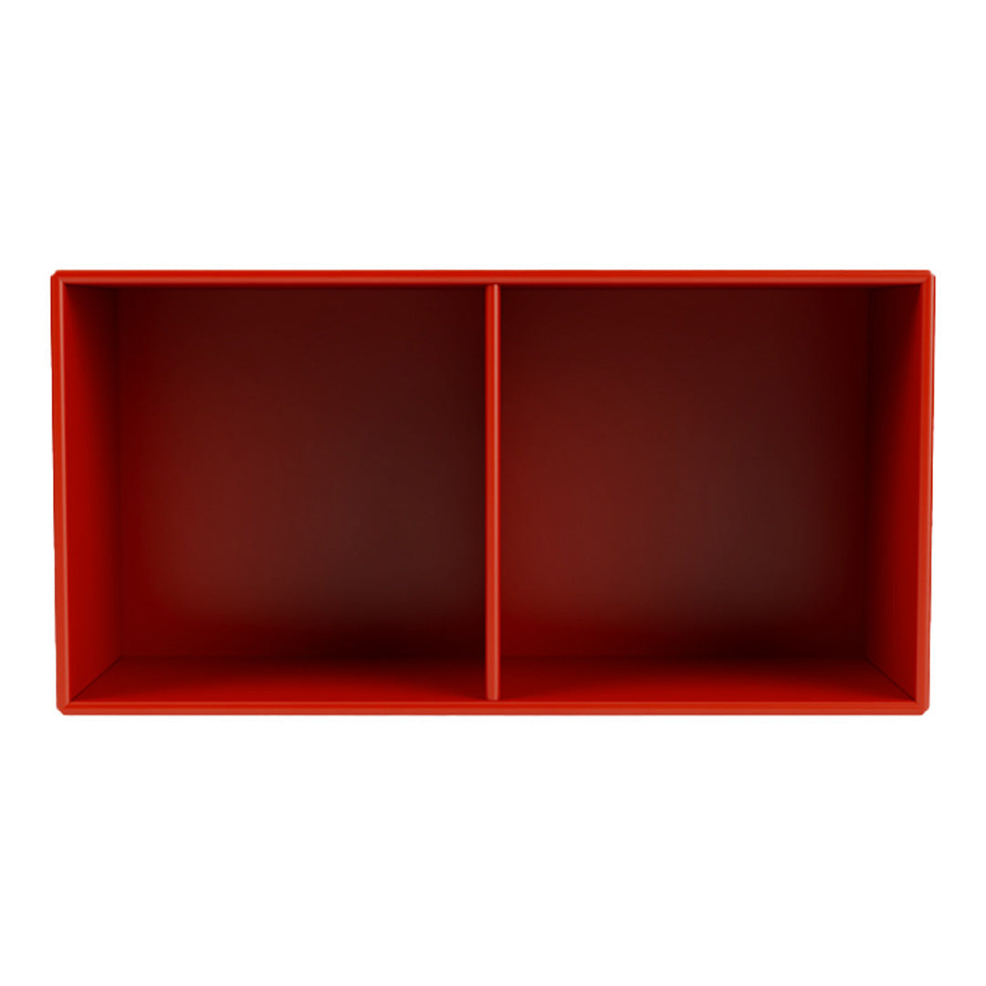 Red storage box with two compartments, featuring a vibrant solid color and smooth finish. Perfect for organization.