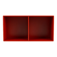 Red storage box with two compartments, featuring a vibrant solid color and smooth finish. Perfect for organization.