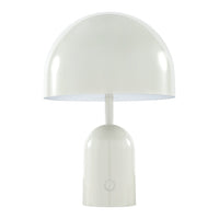 White modern table lamp with a smooth, rounded dome shade and a sleek, minimalist base. Perfect for any decor.