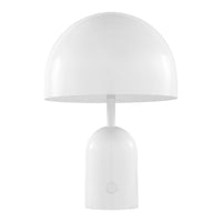 Sleek white lamp with a dome-shaped shade and minimalist design, perfect for modern decor.