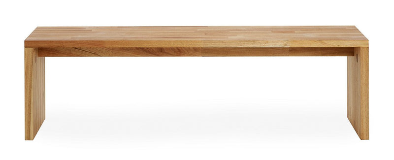 Natural wood dining table in a warm, honey hue with a smooth finish and minimalist design.