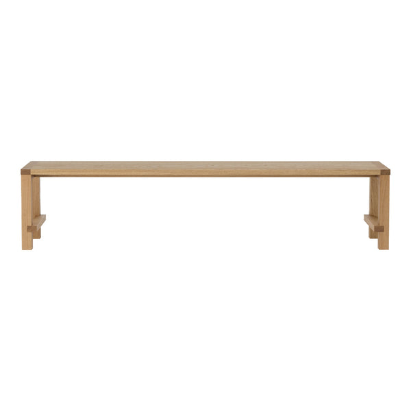 Natural wood bench with a smooth, light oak finish and simple, clean lines. Ideal for modern or rustic decor.