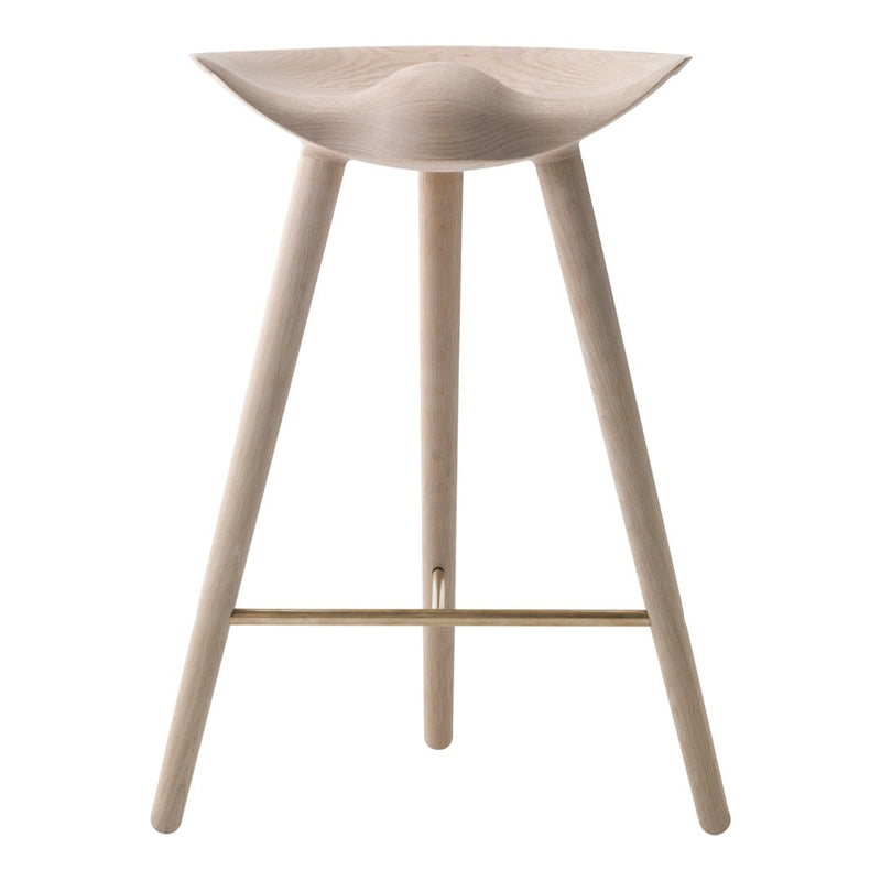 Lightwood bar stool with a smooth contoured seat and minimalist design, featuring natural wood grain and soft edges.