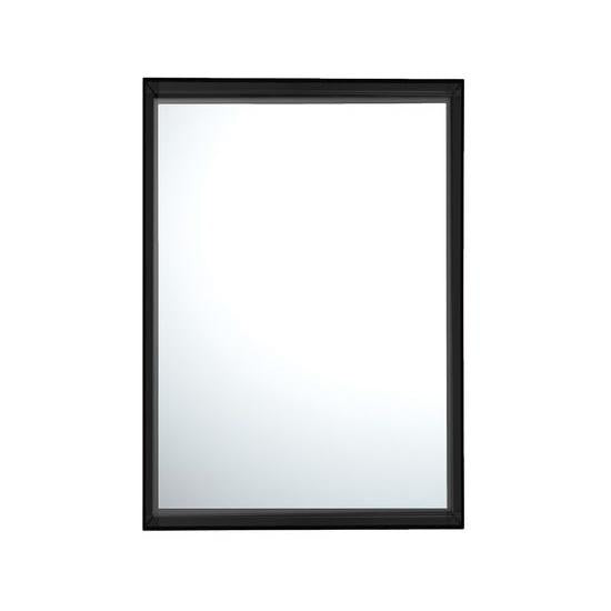 Rectangular wall mirror with a sleek black frame and clear reflective surface, ideal for modern decor.