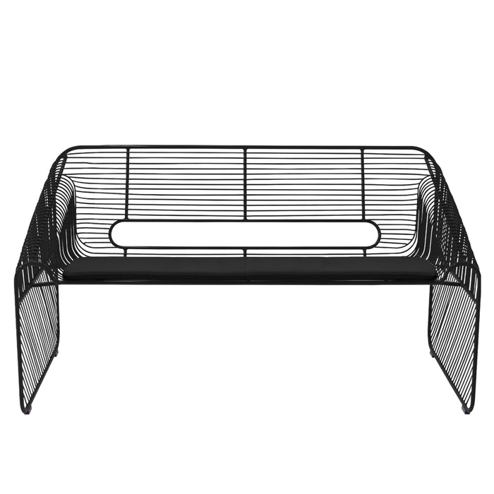 Black wire frame with sleek horizontal lines and an open design, ideal for modern minimalist decor.