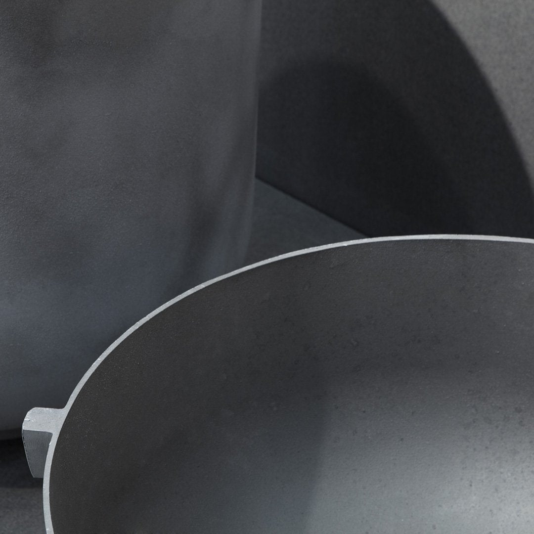 Gray matte finish with subtle textures and smooth curves, showcasing modern kitchenware design.