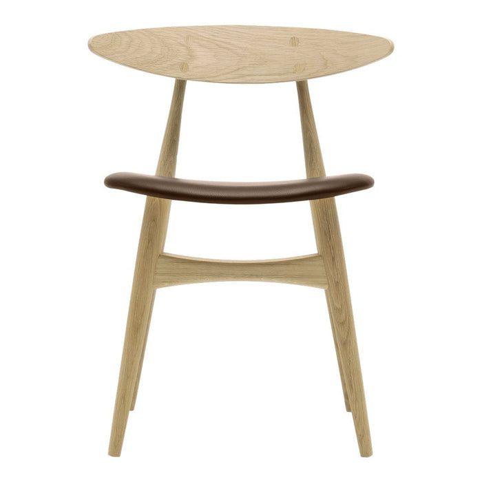 Natural wood grain with a light oak finish and a contrasting dark brown seat. Modern, minimalist design.